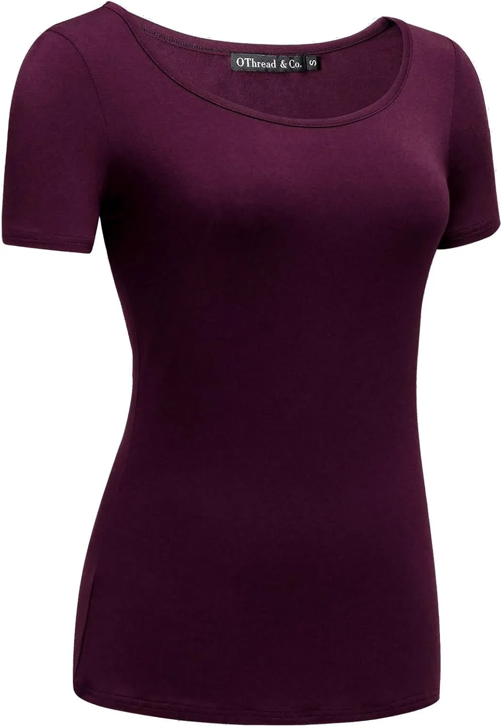OThread & Co. Women's Short Sleeve T-Shirt Scoop Neck Basic Layer Stretchy Shirts