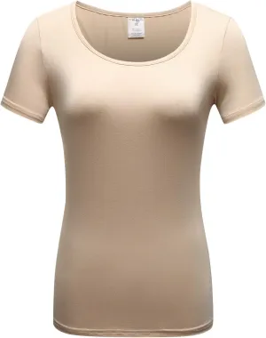OThread & Co. Women's Short Sleeve T-Shirt Scoop Neck Basic Layer Stretchy Shirts