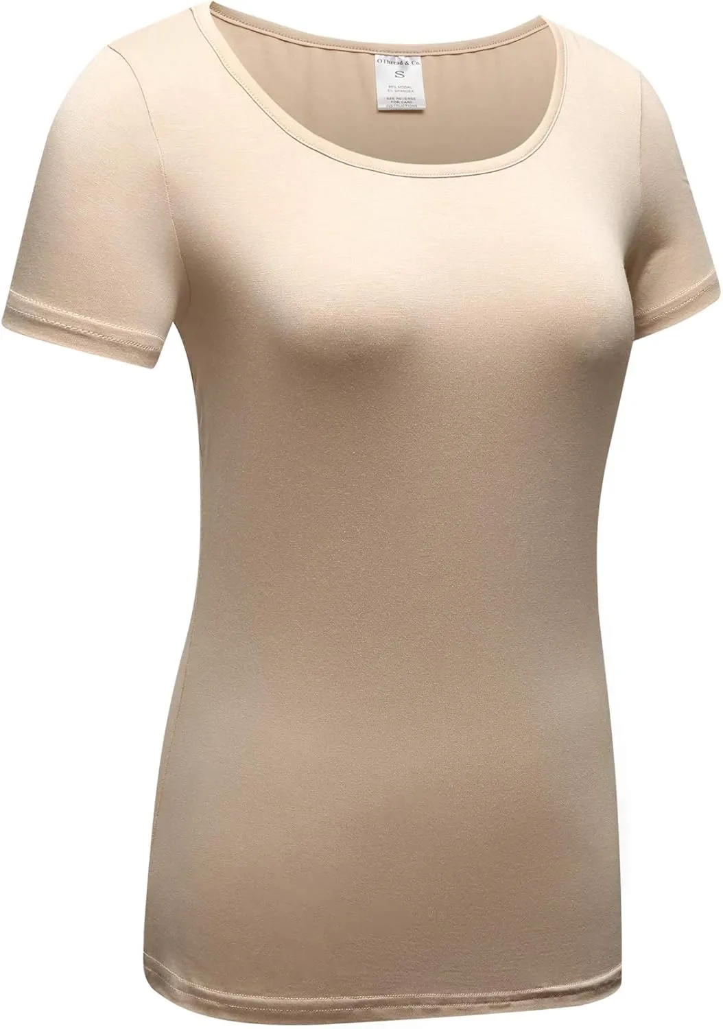 OThread & Co. Women's Short Sleeve T-Shirt Scoop Neck Basic Layer Stretchy Shirts
