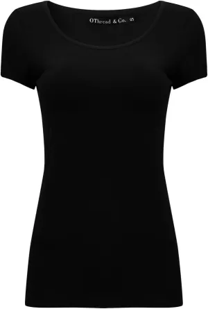 OThread & Co. Women's Short Sleeve T-Shirt Scoop Neck Basic Layer Stretchy Shirts