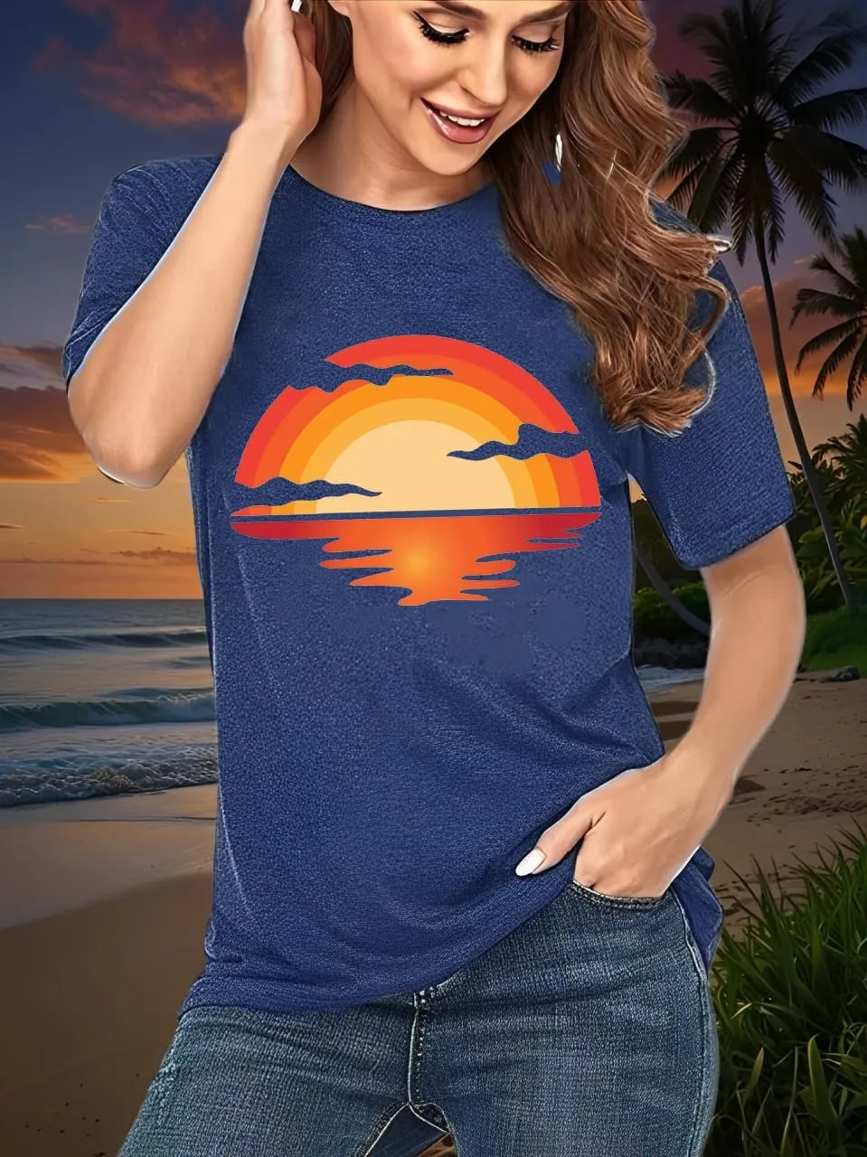 Outdoor Shirts for Women Retro Graphic Print Hiking Mountain T Shirts Summer Comfort Beach Hiking Workout Tee Tops
