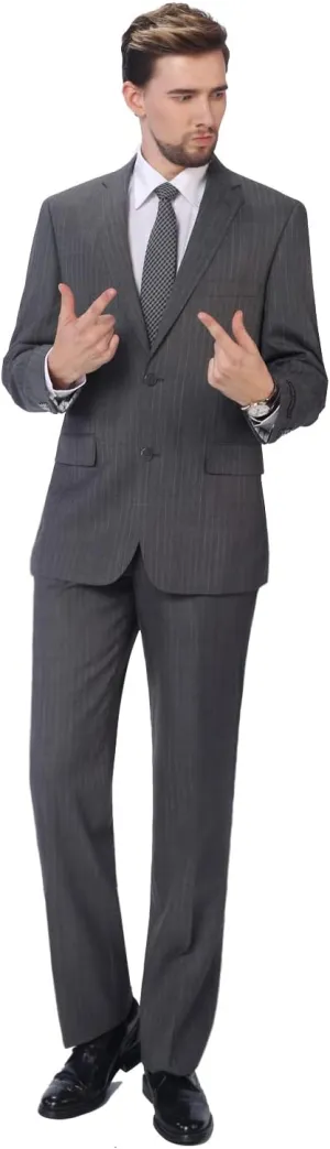 P&L Men's 2 Piece Wool Blend Suits Classic Fit - Single Breasted Two Button Jacket and Pants Set