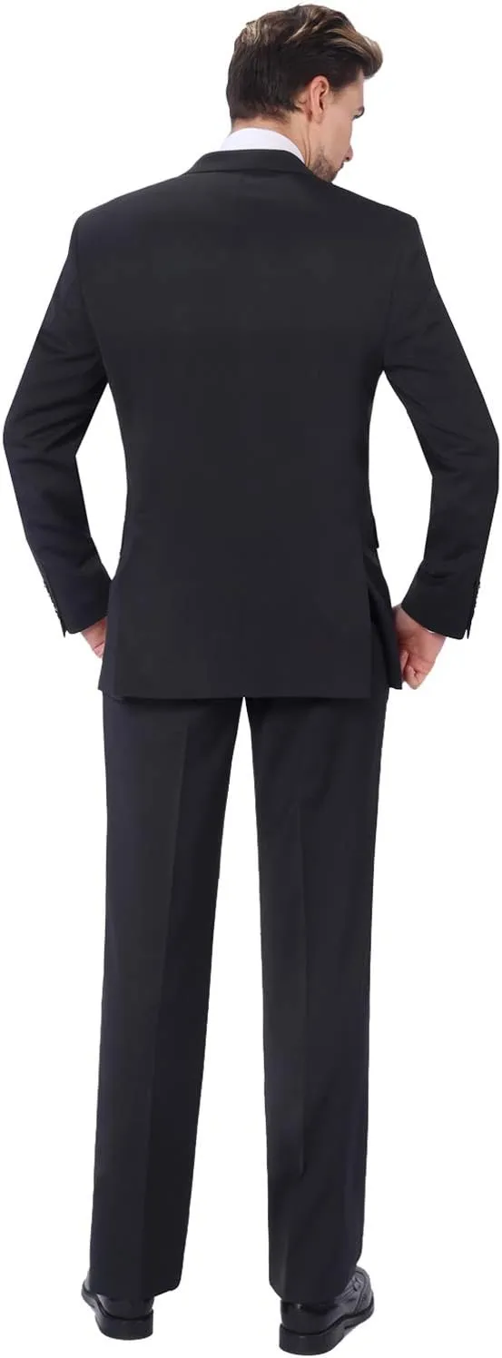 P&L Men's 2 Piece Wool Blend Suits Classic Fit - Single Breasted Two Button Jacket and Pants Set
