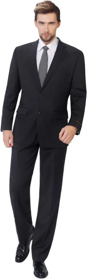 P&L Men's 2 Piece Wool Blend Suits Classic Fit - Single Breasted Two Button Jacket and Pants Set