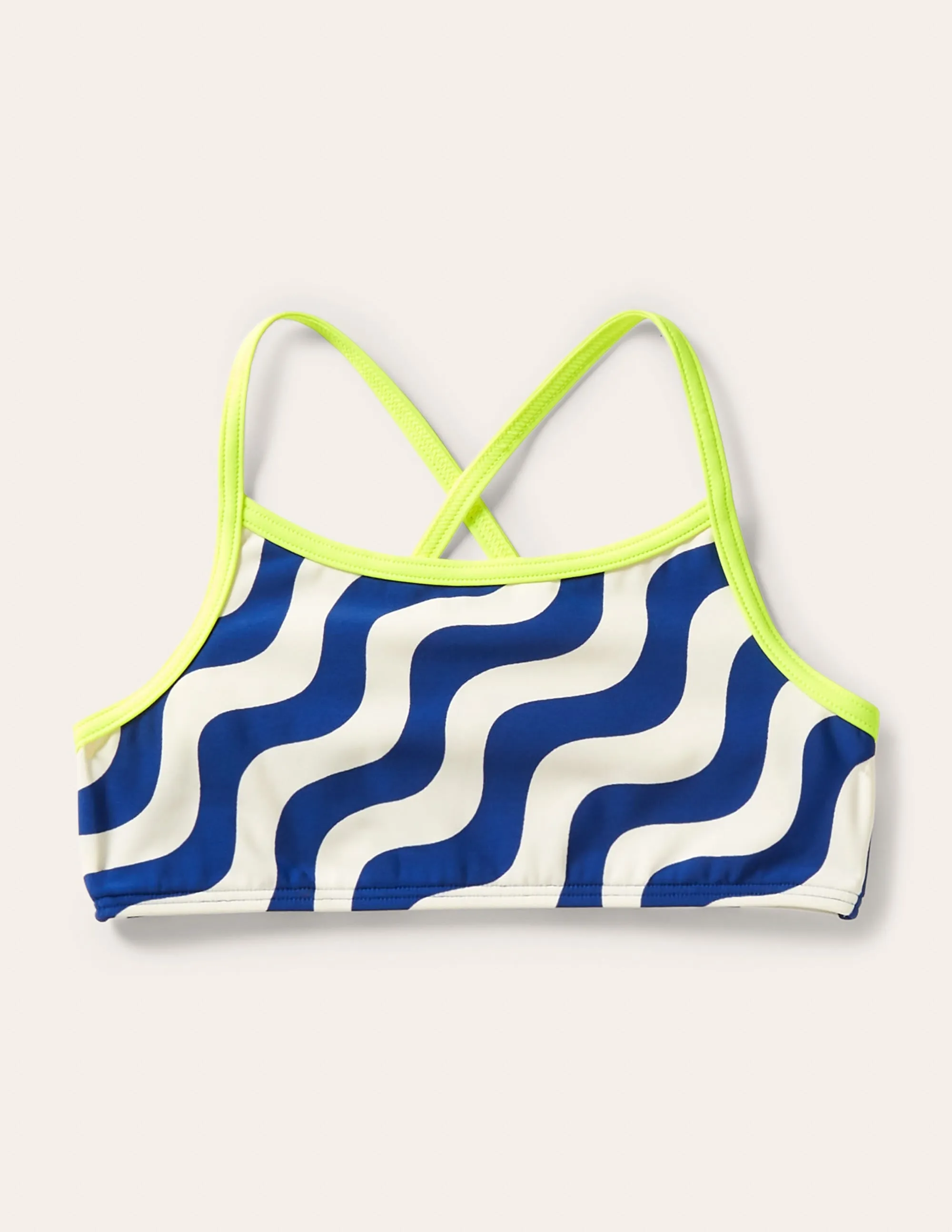 Patterned Bikini Top-Ivory/Blue Wave
