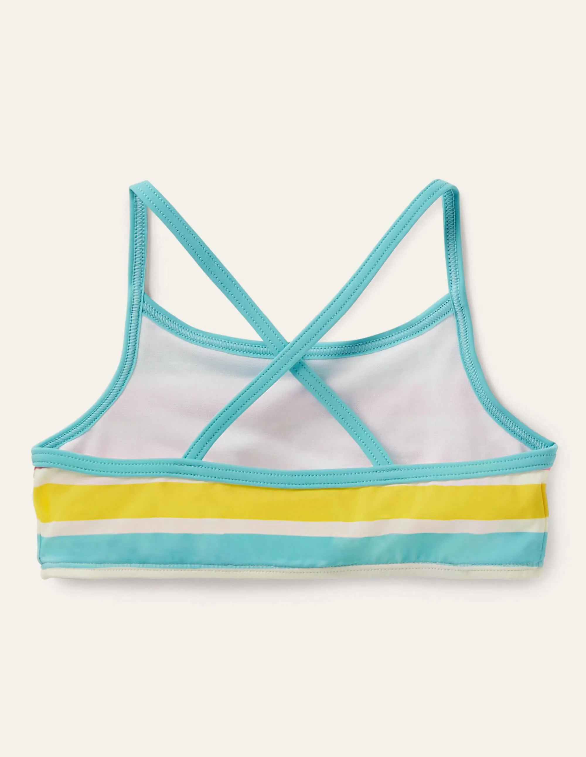 Patterned Bikini Top-Ivory/Multi Rainbow