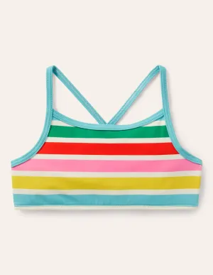 Patterned Bikini Top-Ivory/Multi Rainbow
