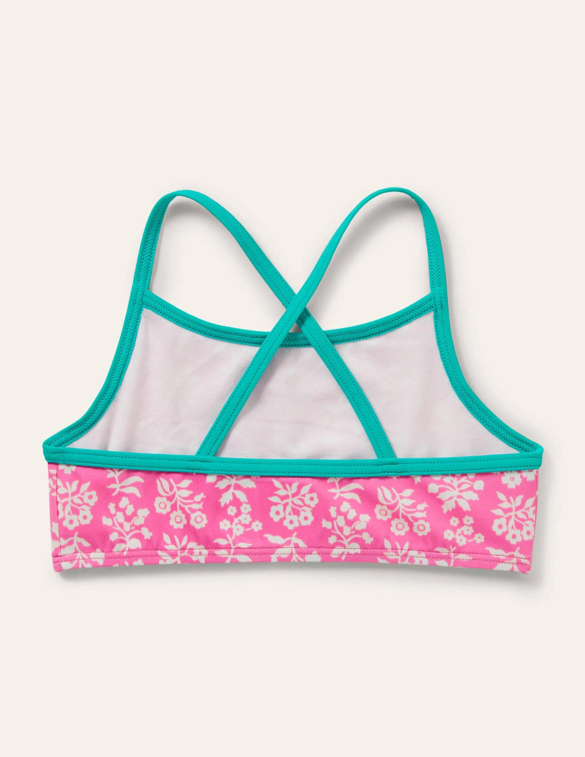 Patterned Bikini Top-Strawberry Pink Woodblock