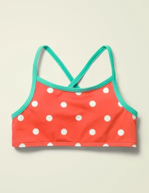 Patterned Bikini Top-Sunset Red/Ivory Spot