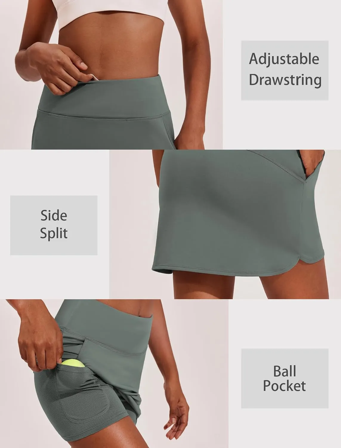 PINSPARK Golf Skirts for Women High Waisted Tennis Skort Skirts with 3 Pockets A Line Athletic Skirt Pickleball Workout