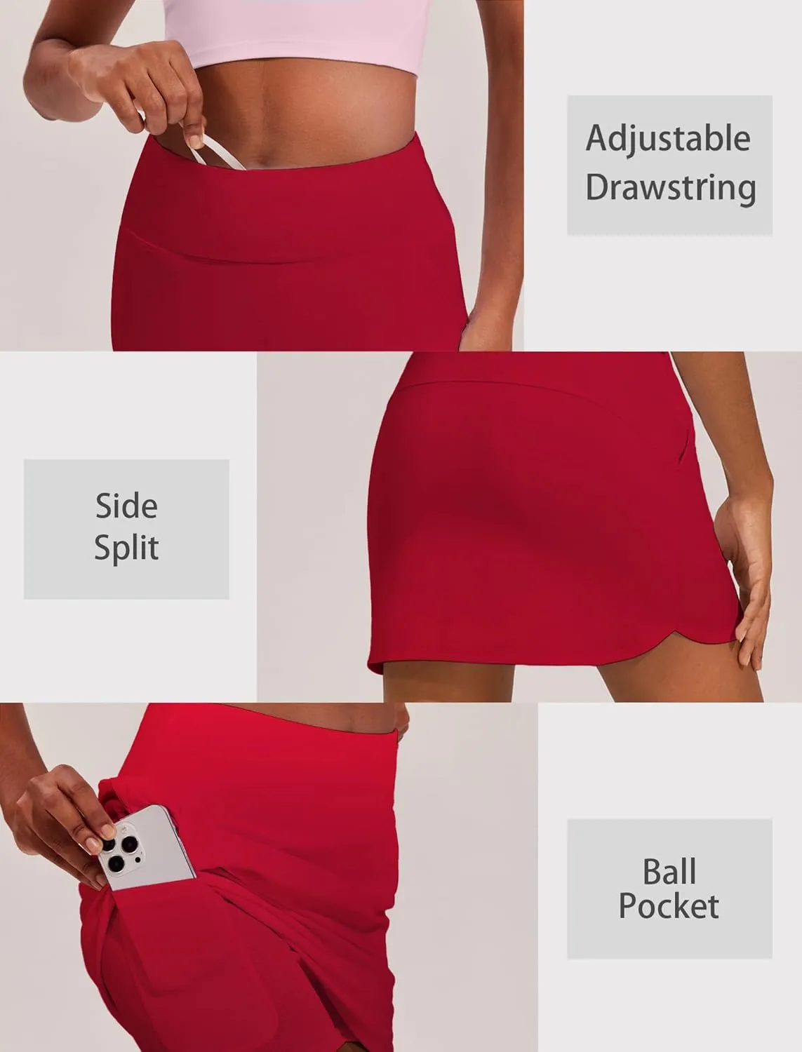 PINSPARK Golf Skirts for Women High Waisted Tennis Skort Skirts with 3 Pockets A Line Athletic Skirt Pickleball Workout
