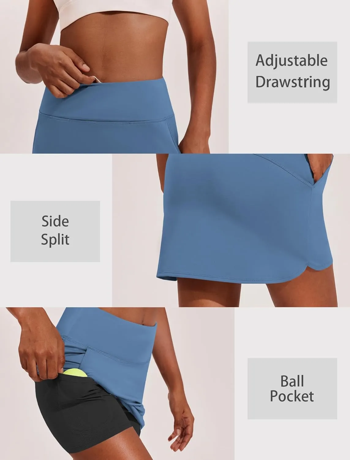 PINSPARK Golf Skirts for Women High Waisted Tennis Skort Skirts with 3 Pockets A Line Athletic Skirt Pickleball Workout