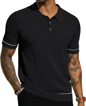 PJ PAUL JONES Mens Polo Shirts Short Sleeve Textured Knit Polo Shirts