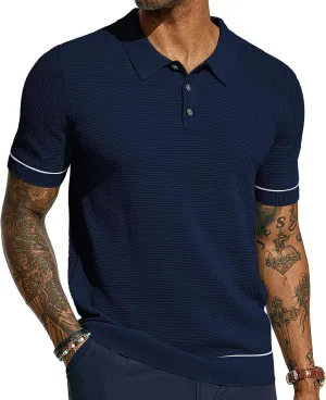 PJ PAUL JONES Mens Polo Shirts Short Sleeve Textured Knit Polo Shirts
