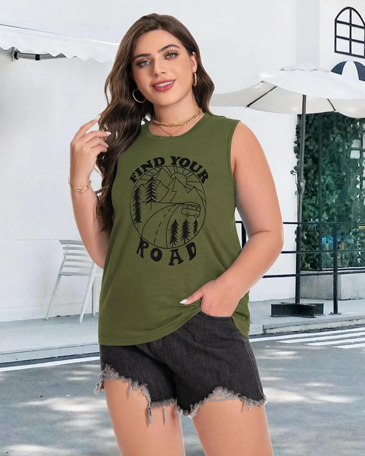 Plus Size Tops for Women Sleeveless Summer Tank Top Loose Fit Casual Tunics Shirts
