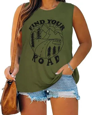 Plus Size Tops for Women Sleeveless Summer Tank Top Loose Fit Casual Tunics Shirts