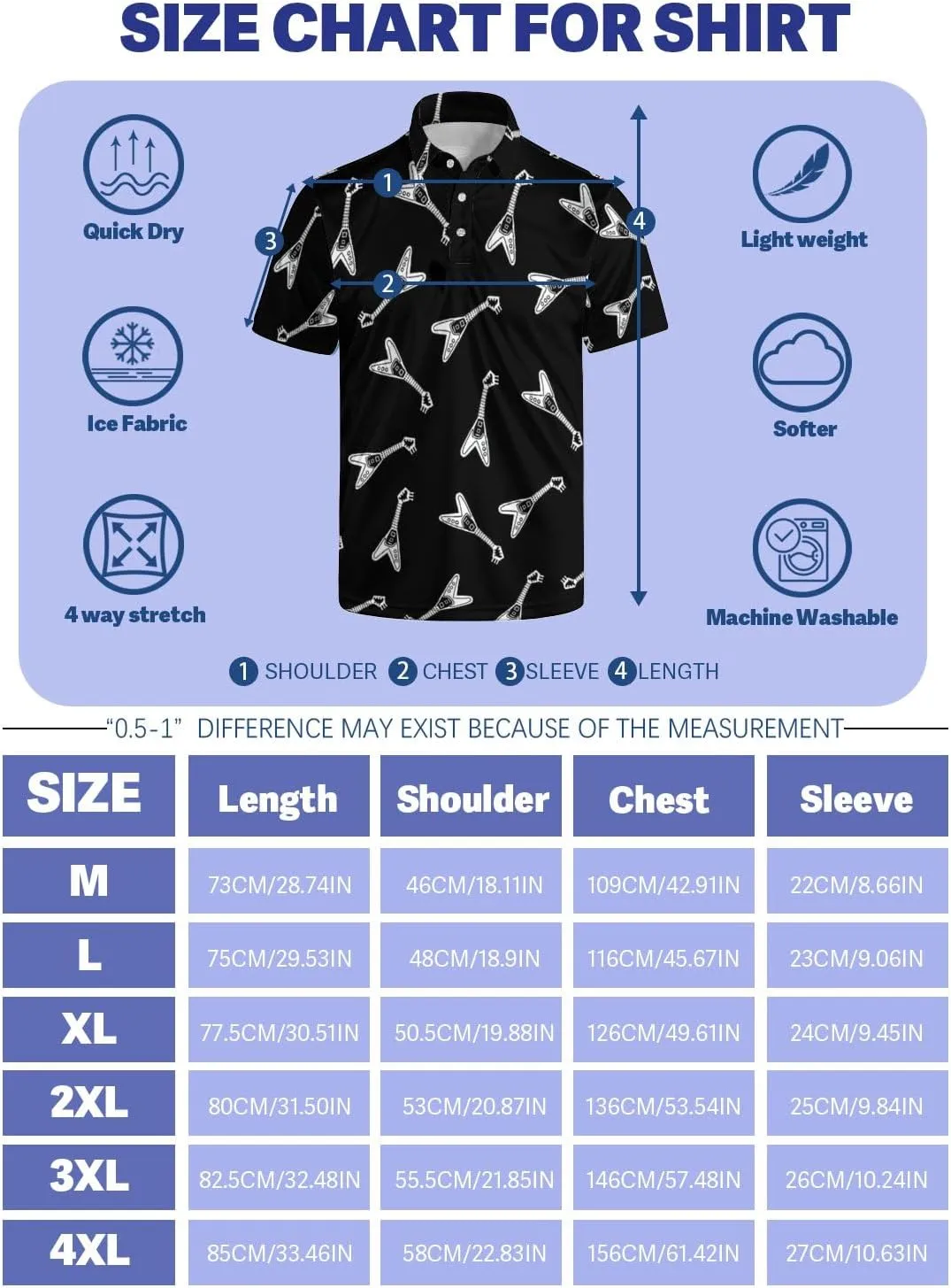 Polo Shirts for Men Funny Print Golf Polo Shirts for Men Lightweight 4 Way Stretch Men Golf Shirts Short Sleeve