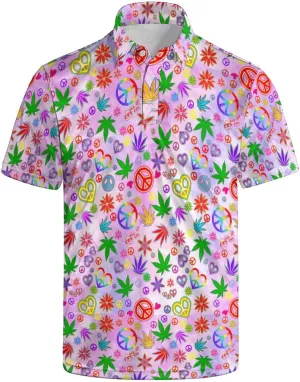 Polo Shirts for Men Funny Print Golf Polo Shirts for Men Lightweight 4 Way Stretch Men Golf Shirts Short Sleeve