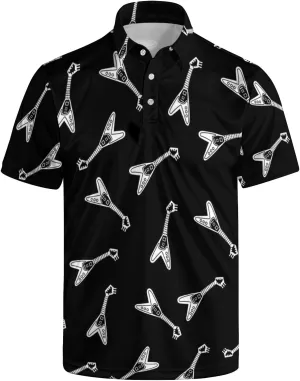 Polo Shirts for Men Funny Print Golf Polo Shirts for Men Lightweight 4 Way Stretch Men Golf Shirts Short Sleeve
