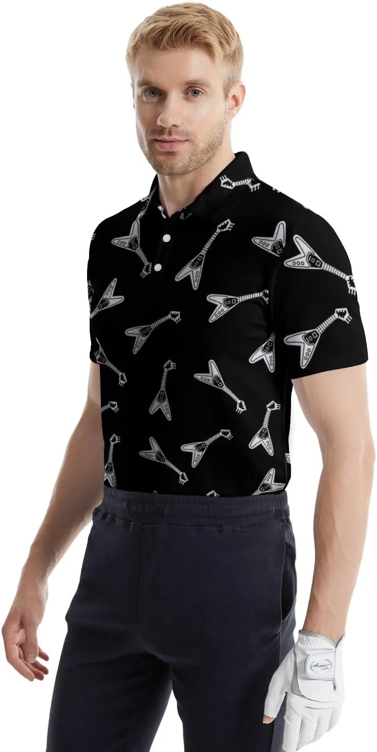 Polo Shirts for Men Funny Print Golf Polo Shirts for Men Lightweight 4 Way Stretch Men Golf Shirts Short Sleeve
