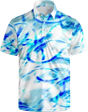 Polo Shirts for Men Funny Print Golf Polo Shirts for Men Lightweight 4 Way Stretch Men Golf Shirts Short Sleeve