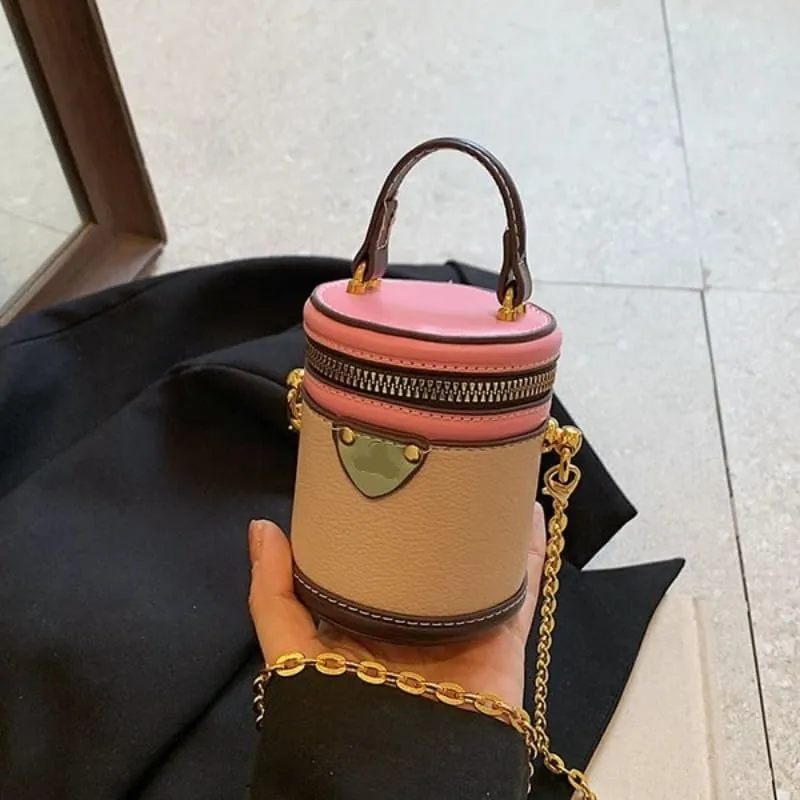 Portable Bucket Bag Female Summer New Chain One-shoulder Diagonal Bag Commuter(Brown)
