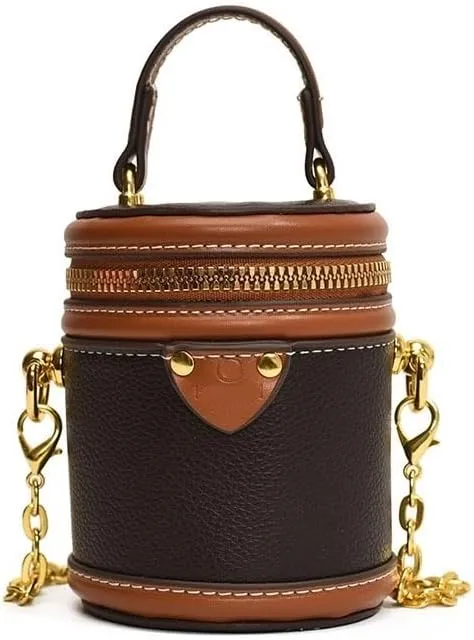 Portable Bucket Bag Female Summer New Chain One-shoulder Diagonal Bag Commuter(Brown)