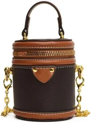 Portable Bucket Bag Female Summer New Chain One-shoulder Diagonal Bag Commuter(Brown)