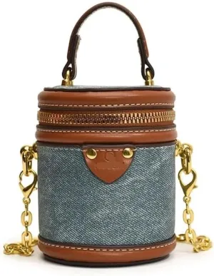 Portable Bucket Bag Female Summer New Chain One-shoulder Diagonal Bag Commuter(Denim Blue)