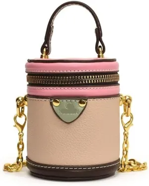 Portable Bucket Bag Female Summer New Chain One-shoulder Diagonal Bag Commuter(Pink and green)