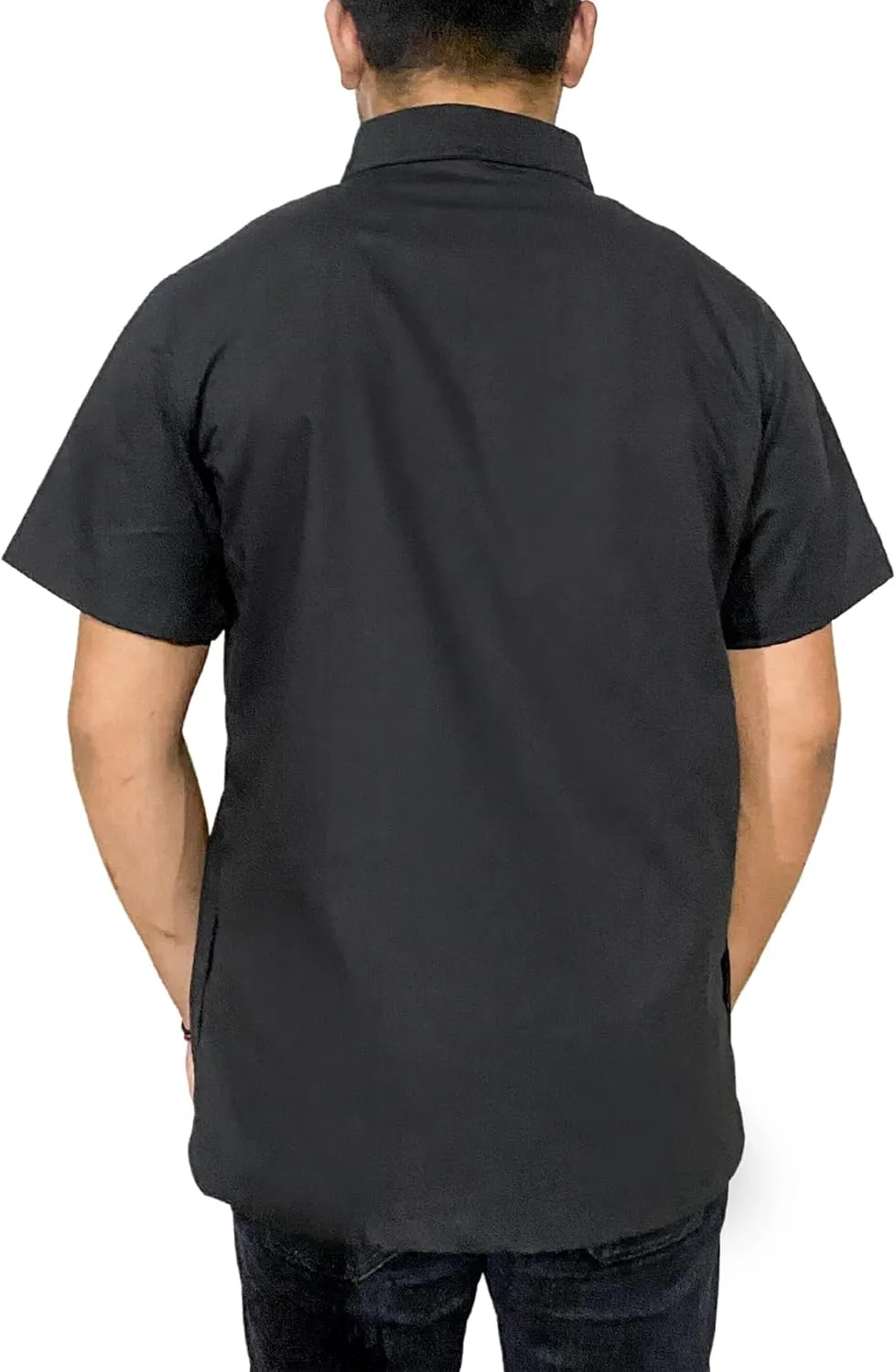 Professional Barber Jacket Half Sleeve Shirt Men's Black Hairdresser Salon Smocks Hair Stylist Smock Uniform