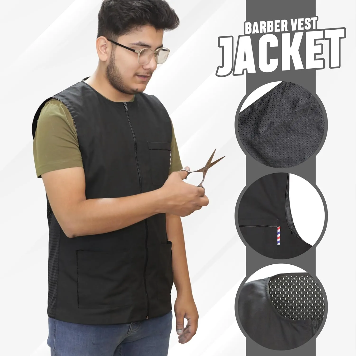Professional Barber Jackets for Men Women Barber Smock Barber Shirt Hairdresser Smocks Hair Stylist Salon Smock Barber Vest