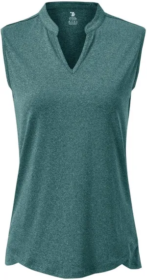 Rdruko Women's Golf Shirts Sleeveless Quick Dry V-Neck Tennis Running Athletic Tennis Polo Shirts