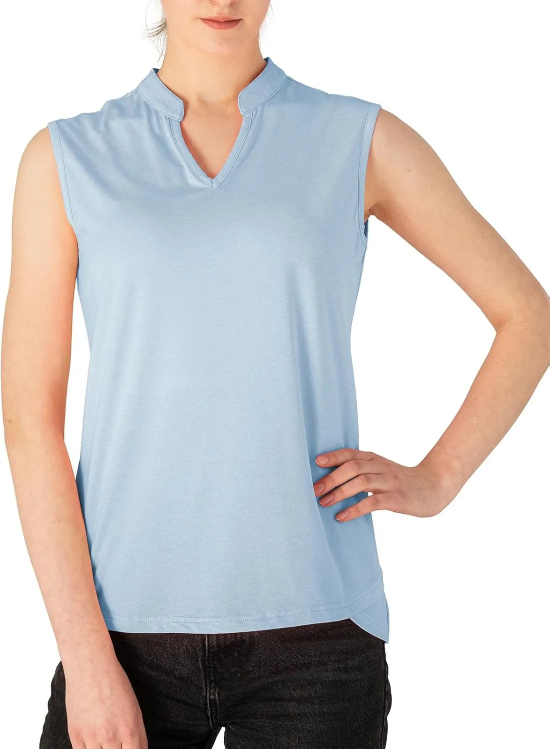 Rdruko Women's Golf Shirts Sleeveless Quick Dry V-Neck Tennis Running Athletic Tennis Polo Shirts
