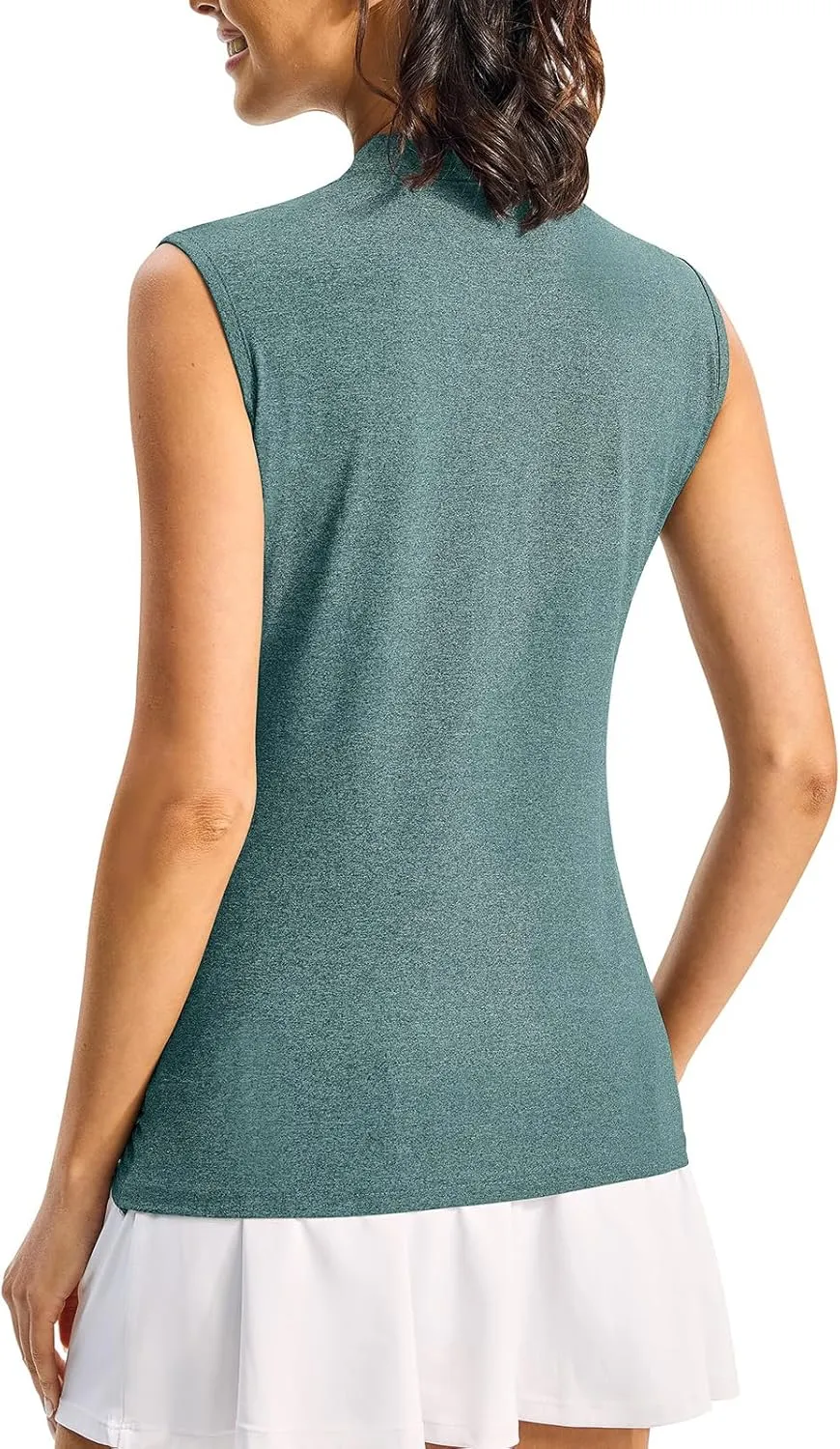 Rdruko Women's Golf Shirts Sleeveless Quick Dry V-Neck Tennis Running Athletic Tennis Polo Shirts
