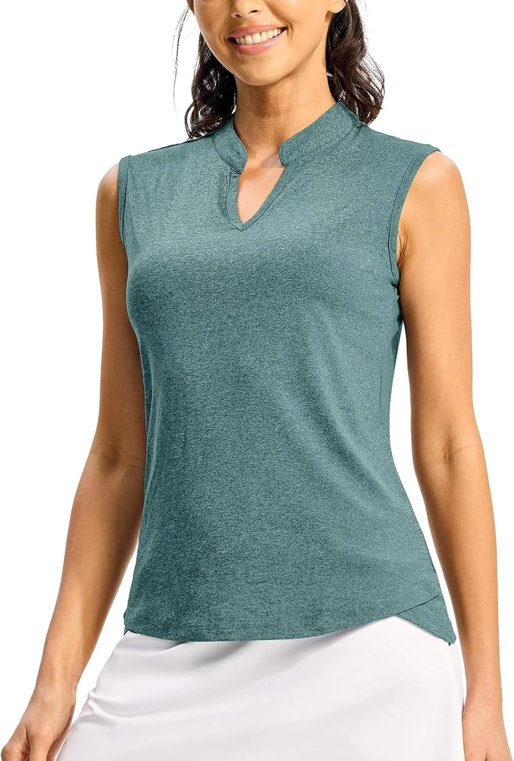 Rdruko Women's Golf Shirts Sleeveless Quick Dry V-Neck Tennis Running Athletic Tennis Polo Shirts