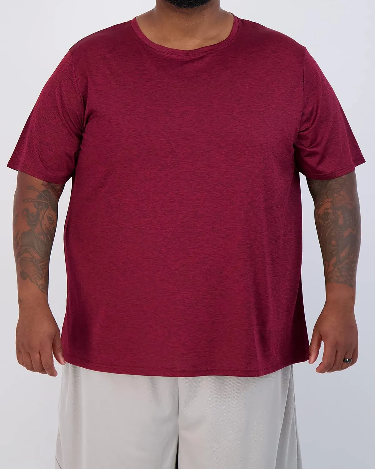 Real Essentials 3 Pack: Mens Big & Tall Tech Stretch Long-Sleeve & Short-Sleeve Dry-Fit T-Shirt (3XT-5XT)