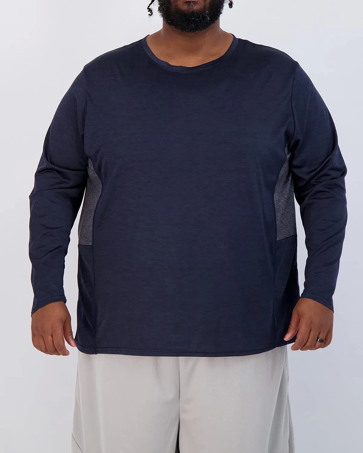 Real Essentials 3 Pack: Mens Big & Tall Tech Stretch Long-Sleeve & Short-Sleeve Dry-Fit T-Shirt (3XT-5XT)