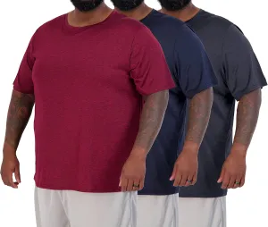 Real Essentials 3 Pack: Mens Big & Tall Tech Stretch Long-Sleeve & Short-Sleeve Dry-Fit T-Shirt (3XT-5XT)