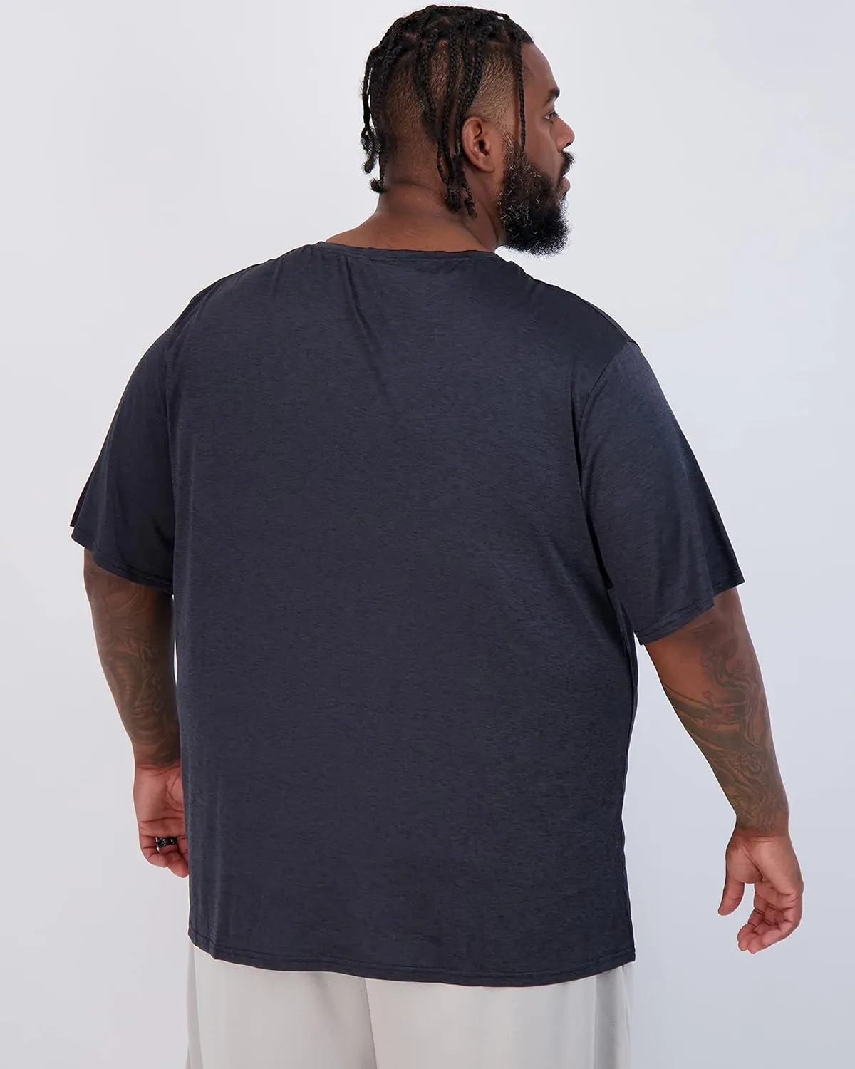 Real Essentials 3 Pack: Mens Big & Tall Tech Stretch Long-Sleeve & Short-Sleeve Dry-Fit T-Shirt (3XT-5XT)