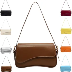 Retro Vegan Leather HandbagsWomen Saddle Shoulder BagRetro Hobo Handbags Zipper Clutch with 2 Removable Strap