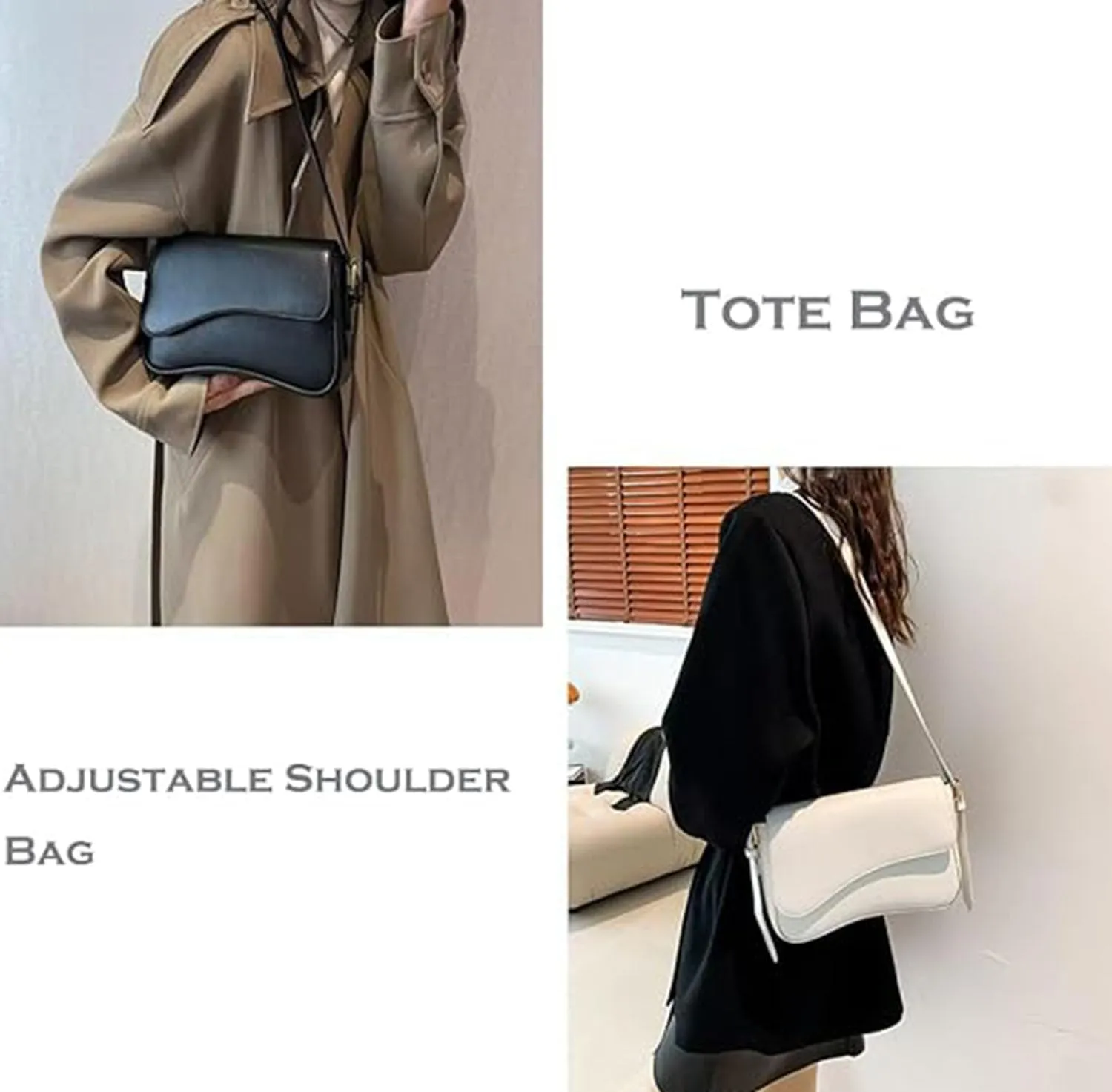 Retro Vegan Leather HandbagsWomen Saddle Shoulder BagRetro Hobo Handbags Zipper Clutch with 2 Removable Strap