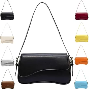 Retro Vegan Leather HandbagsWomen Saddle Shoulder BagRetro Hobo Handbags Zipper Clutch with 2 Removable Strap