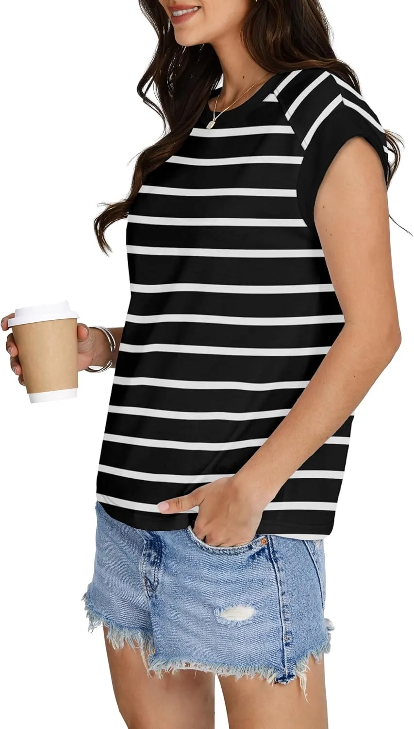 SAMPEEL Womens Tops Summer Dressy Casual Raglan Cap Sleeve T Shirts Basic Tee Shirts Trendy 2025