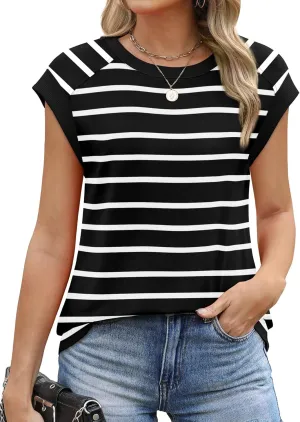 SAMPEEL Womens Tops Summer Dressy Casual Raglan Cap Sleeve T Shirts Basic Tee Shirts Trendy 2025