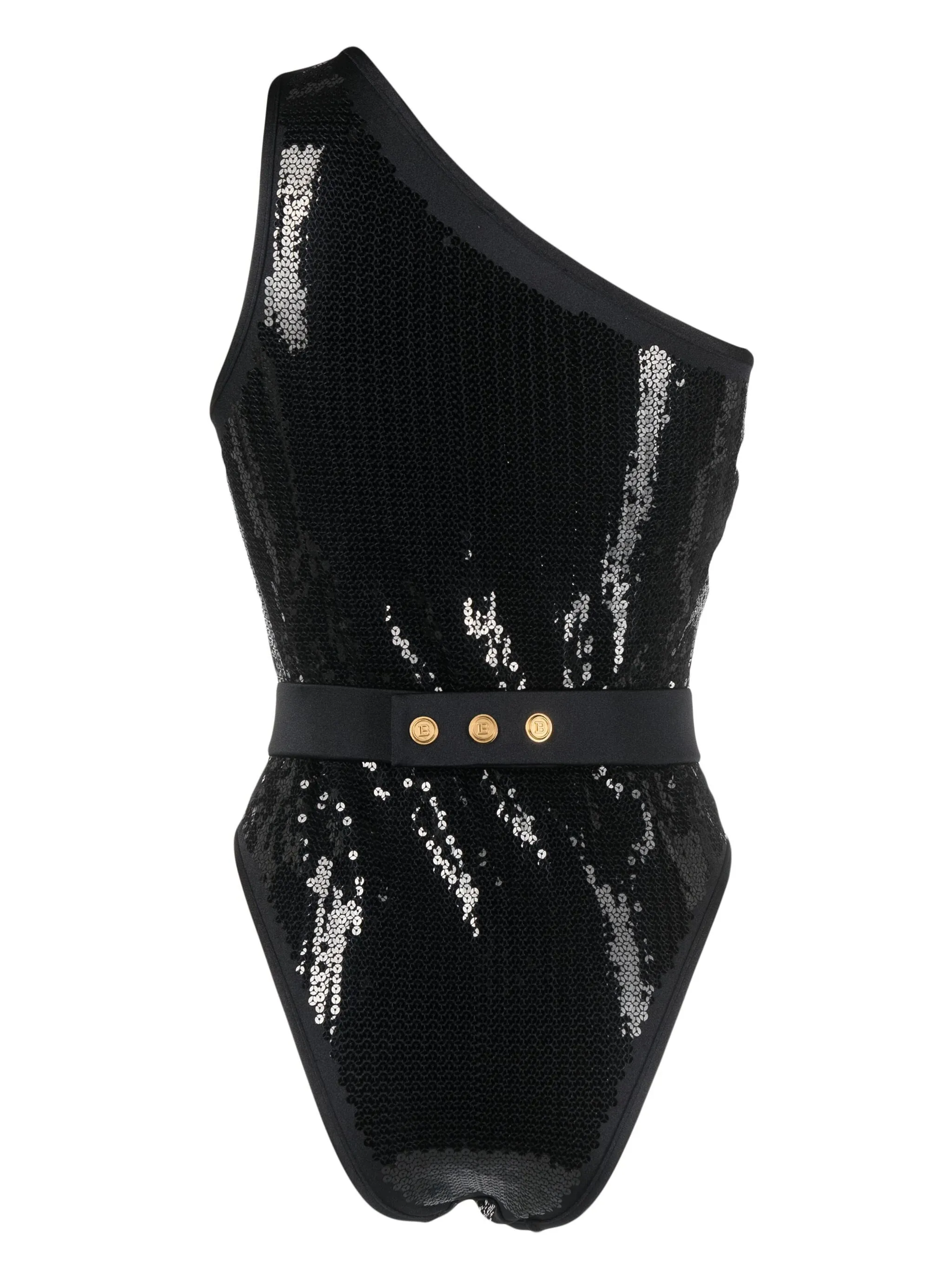 sequined one-shoulder swimsuit