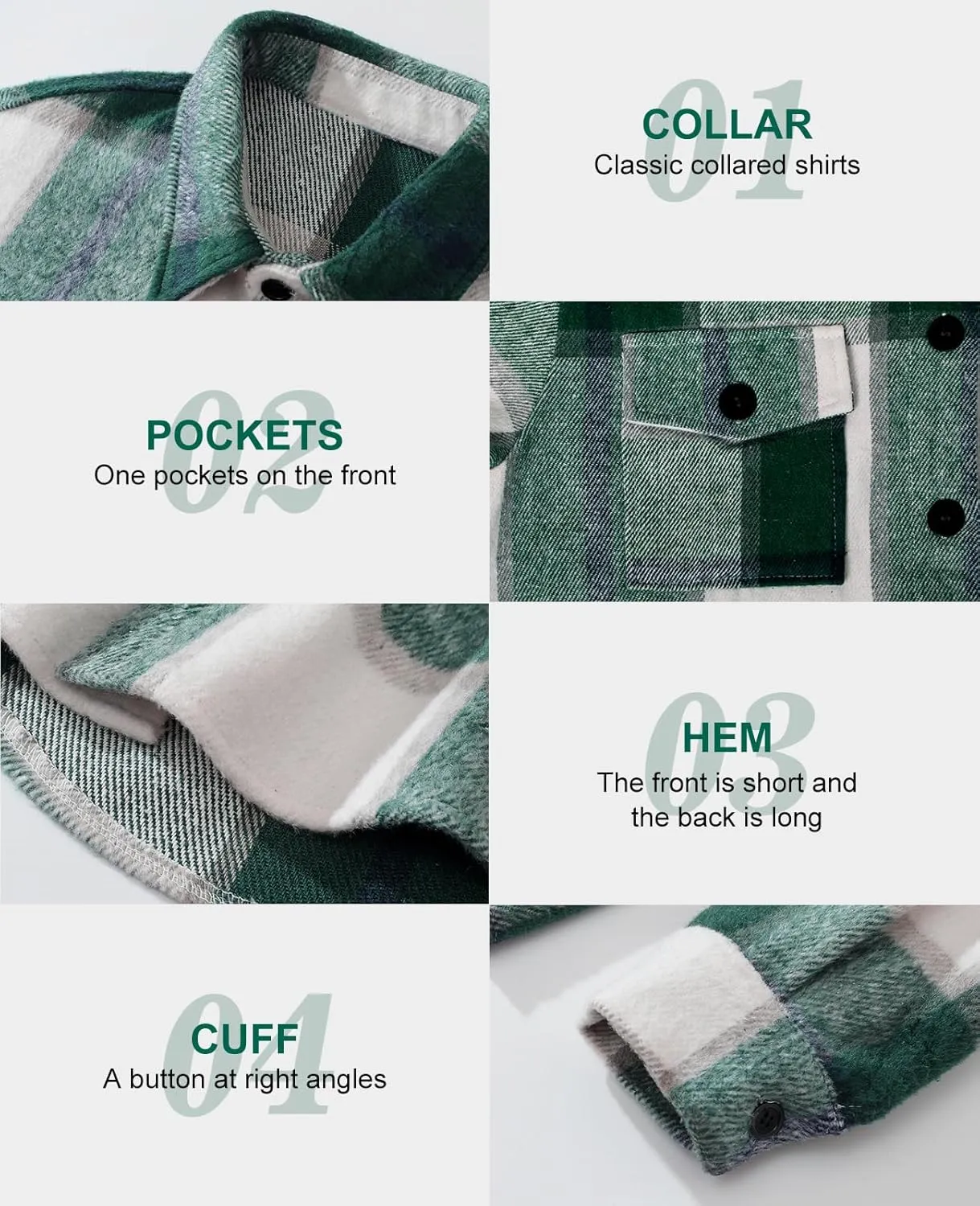 SHEJIZE Women's Casual Shacket Jacket Plaid Shirts Flannel Blouses Button-Down Shirts
