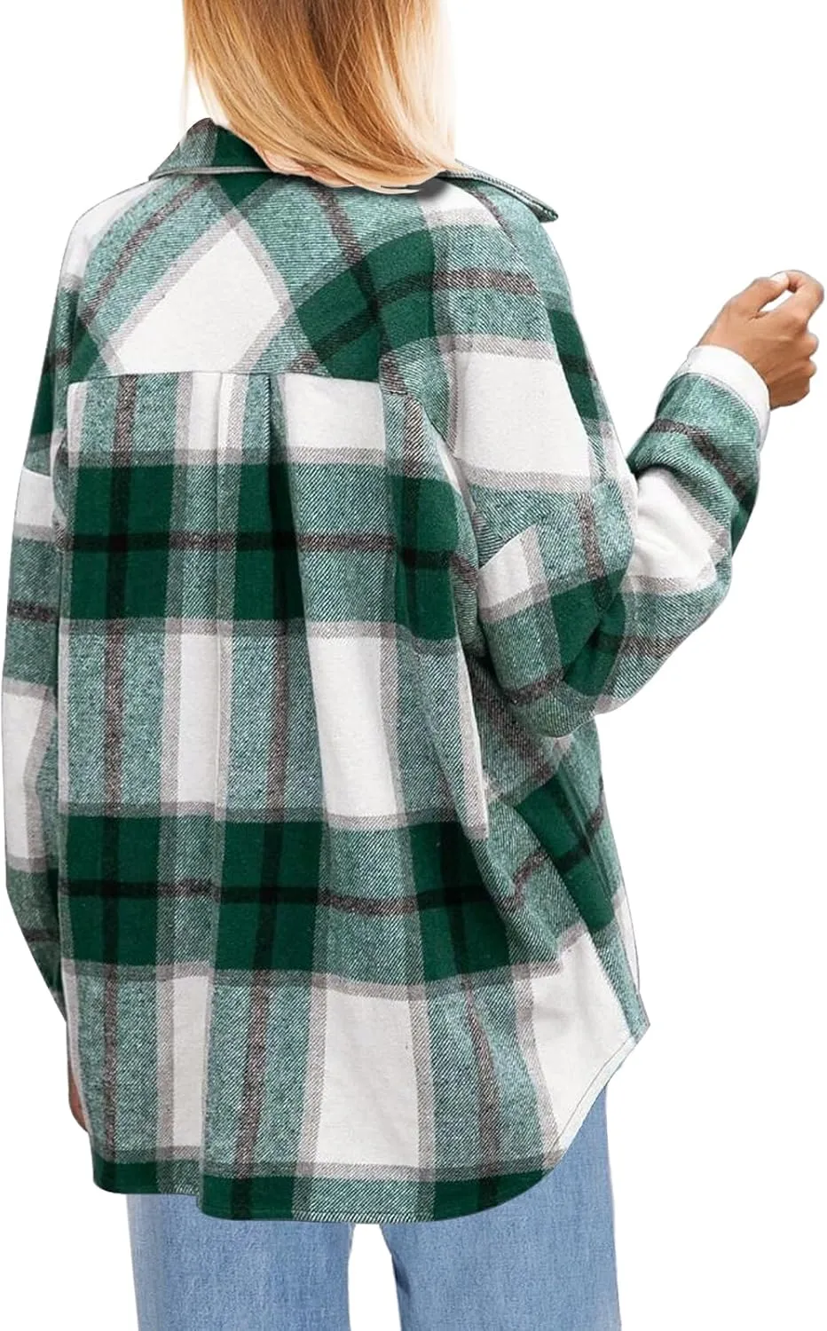 SHEJIZE Women's Casual Shacket Jacket Plaid Shirts Flannel Blouses Button-Down Shirts