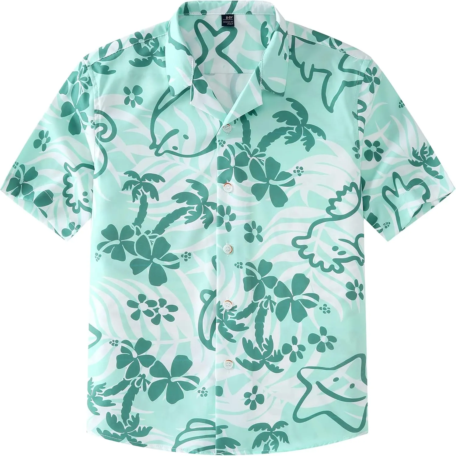 siliteelon Boys Hawaiian Shirts Short Sleeve Cotton Summer Beach Button Down Casual Aloha Luau Shirts for Kids