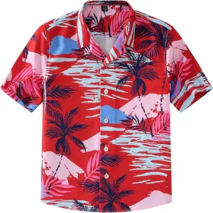 siliteelon Boys Hawaiian Shirts Short Sleeve Cotton Summer Beach Button Down Casual Aloha Luau Shirts for Kids